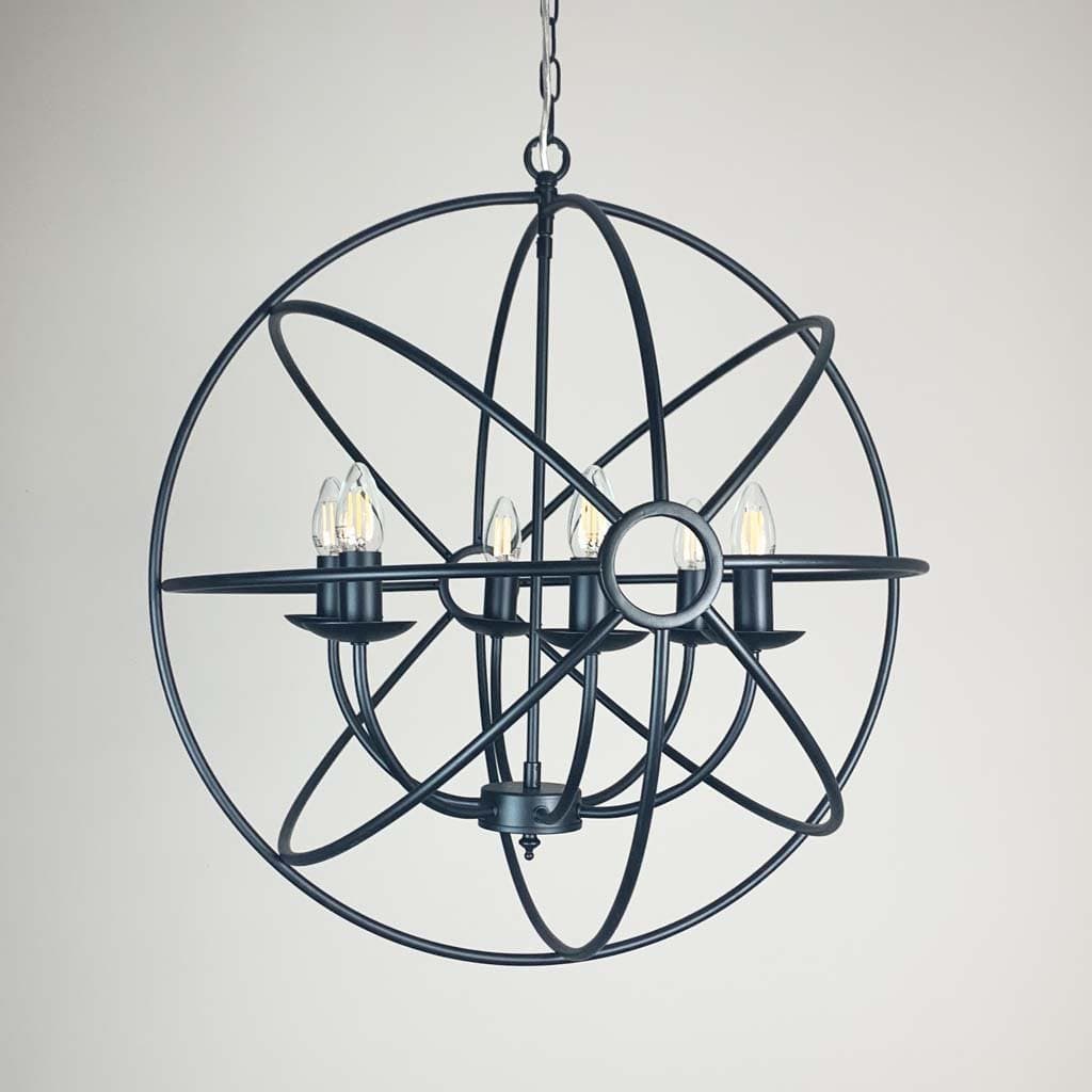 Orion 6 Light Black Spherical Chandelier