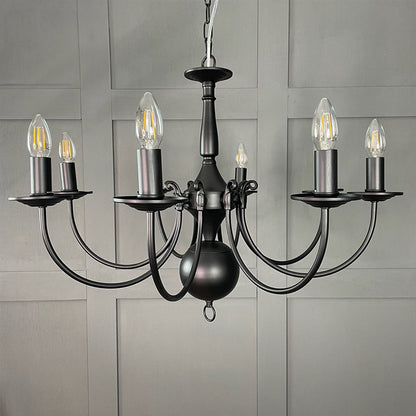 Bruges 8 Light Matt Black Flemish Chandelier