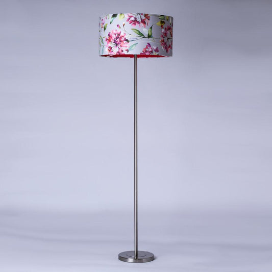Belford Polished Chrome Floor Lamp with Clovely Raspberry Shade