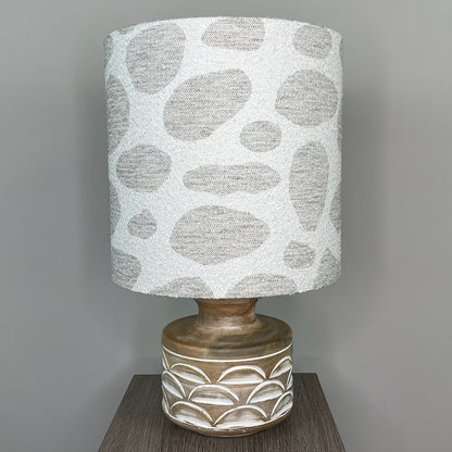 Kingsbury Small White Wash Carved Wood Table Lamp with Bodie Ecru Lampshade