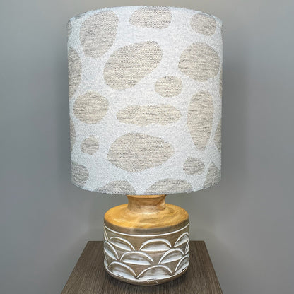 Kingsbury Small White Wash Carved Wood Table Lamp with Bodie Ecru Lampshade