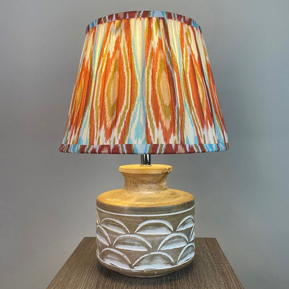 Kingsbury Small White Wash Carved Wood Table Lamp