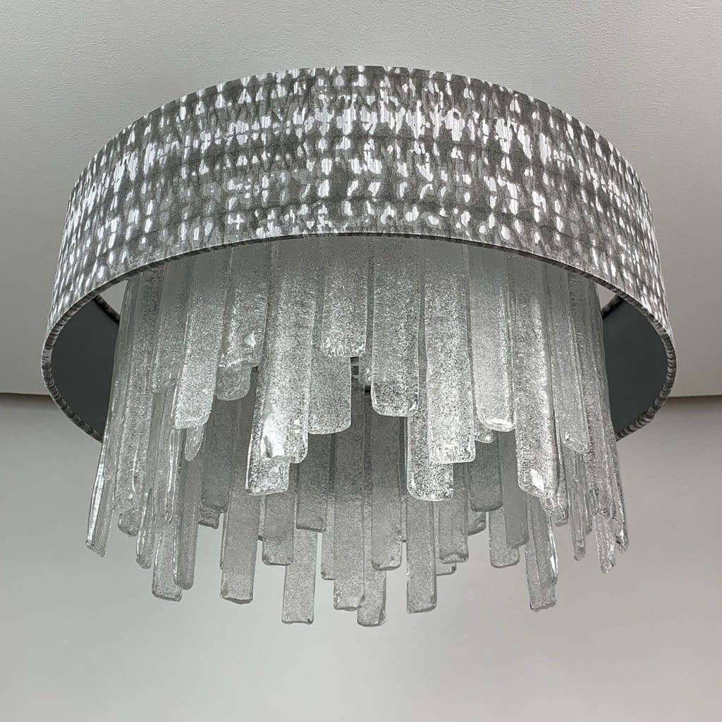 Lucerne Hand Cut Glass Ceiling Flush & Kotomi Silver Shade