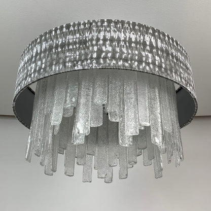 Lucerne Hand Cut Glass Ceiling Flush & Kotomi Silver Shade