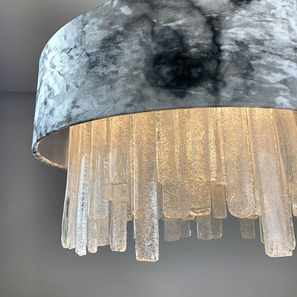 Lucerne Hand Cut Glass Ceiling Pendant & Carrara Marble Shade