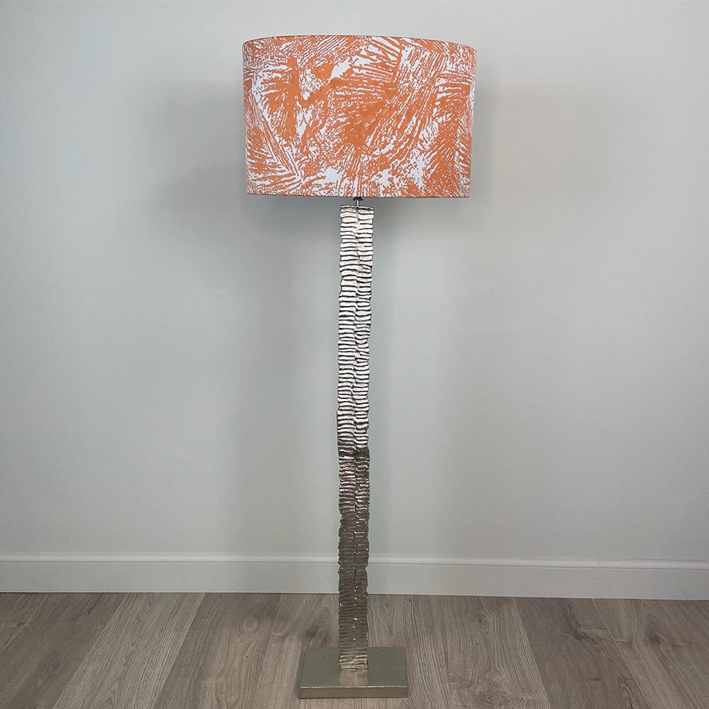 Luxuriant Silver Paperbark Floor Lamp with Fossil Terracotta Oval Shade