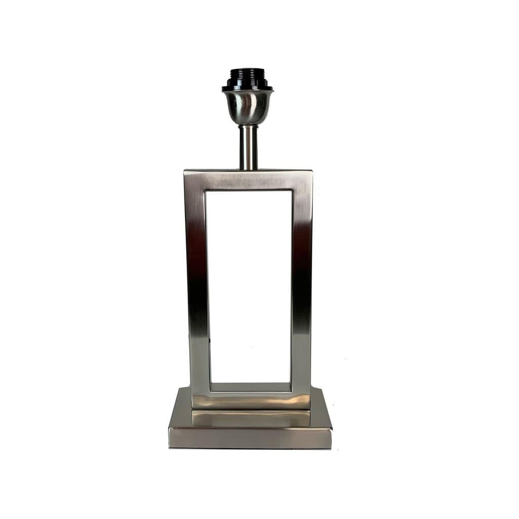 Fitzroy Brushed Steel Table Lamp with Bengal Tiger Rectangle Shade