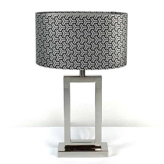 Fitzroy Chrome Table Lamp With Platinum Tessellate Shade