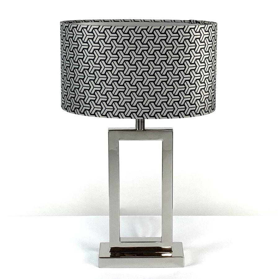 Fitzroy Chrome Table Lamp With Platinum Tessellate Oval Shade