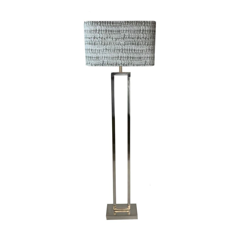 Fitzroy Brushed Steel Floor Lamp with Kotomi Silver Shade