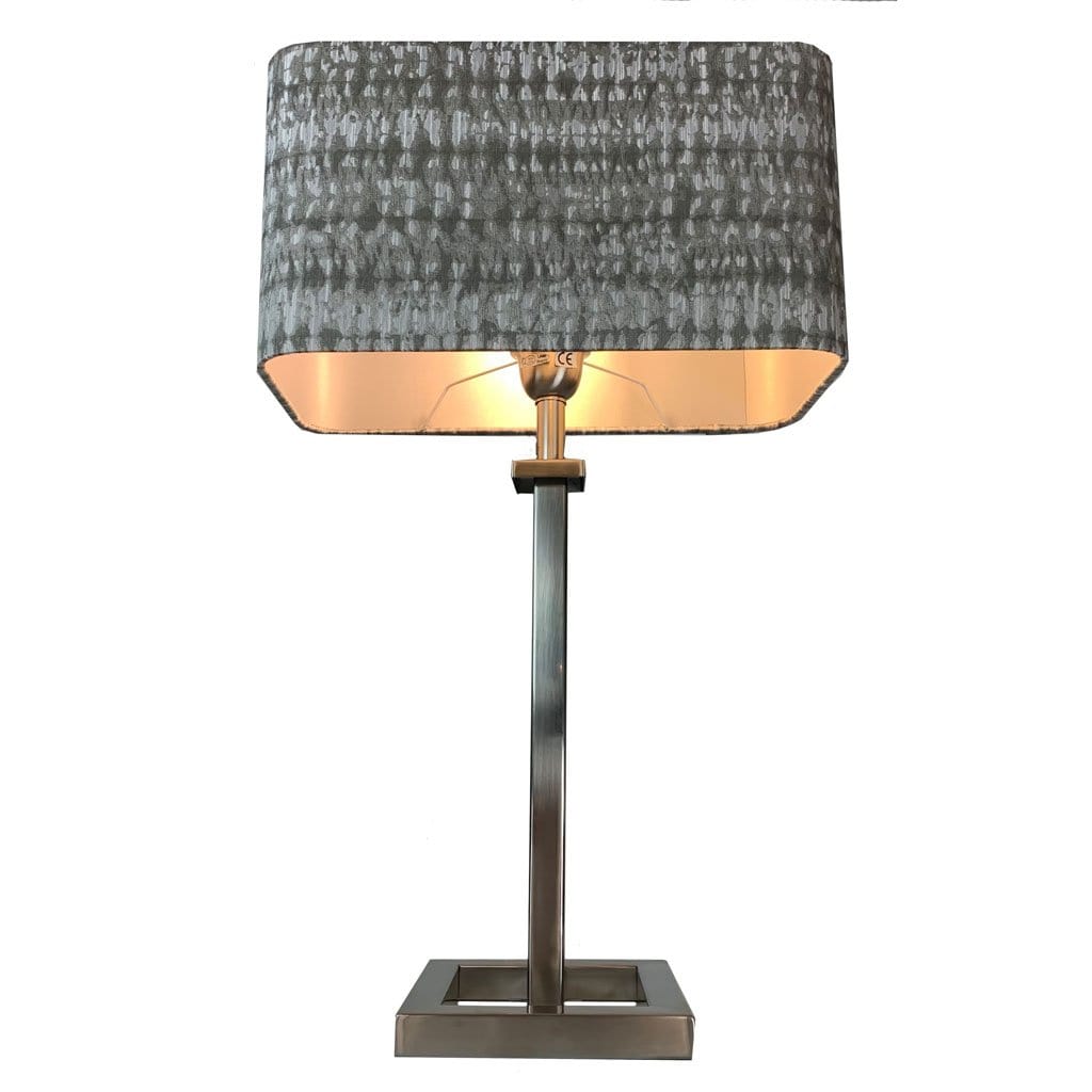 Aura Brushed Steel Table Lamp with Kotomi Silver Shade