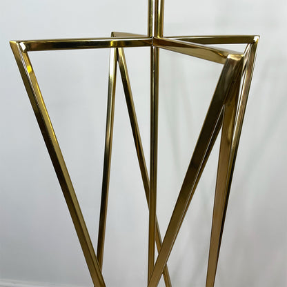 Renzo Lacquered Brass Floor Lamp with Deep Lampshade in Tai Shale