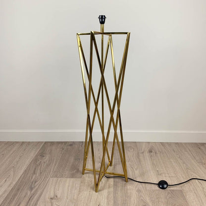 Renzo Gold Floor Lamp with Gold & Black Geo Rounded Square Shade