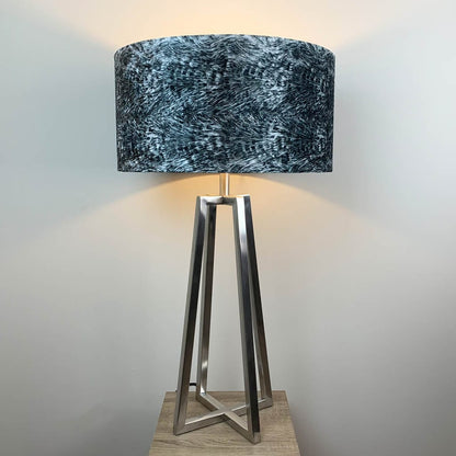 Madison Brushed Steel Table Lamp with Black Quill Velvet Shade