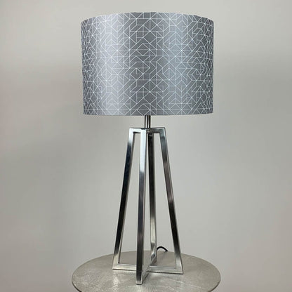 Madison Brushed Steel Table Lamp with Silver Geo Oval Shade