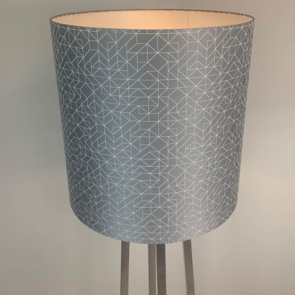 Madison Brushed Steel Floor Lamp with Silver Geo Drum Shade