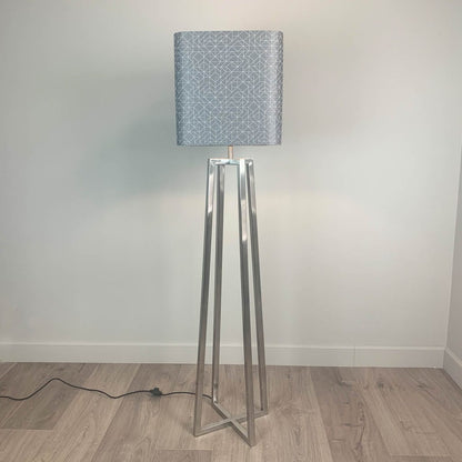 Madison Brushed Steel Floor Lamp with Silver Geo Square Shade