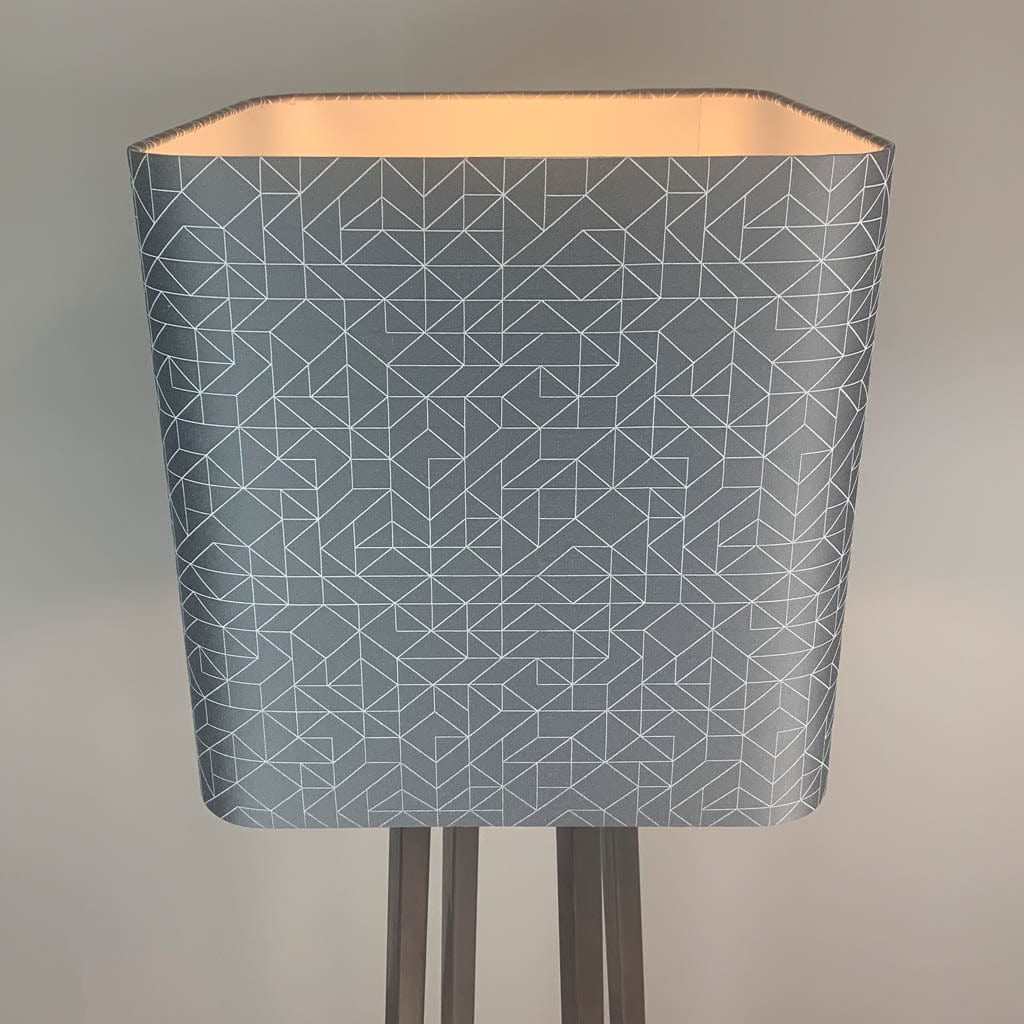 Madison Brushed Steel Floor Lamp with Silver Geo Square Shade