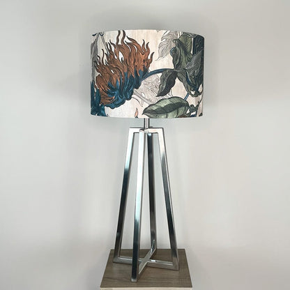 Madison Brushed Steel Table Lamp with Timorous Beasties Epic Botanic Shade