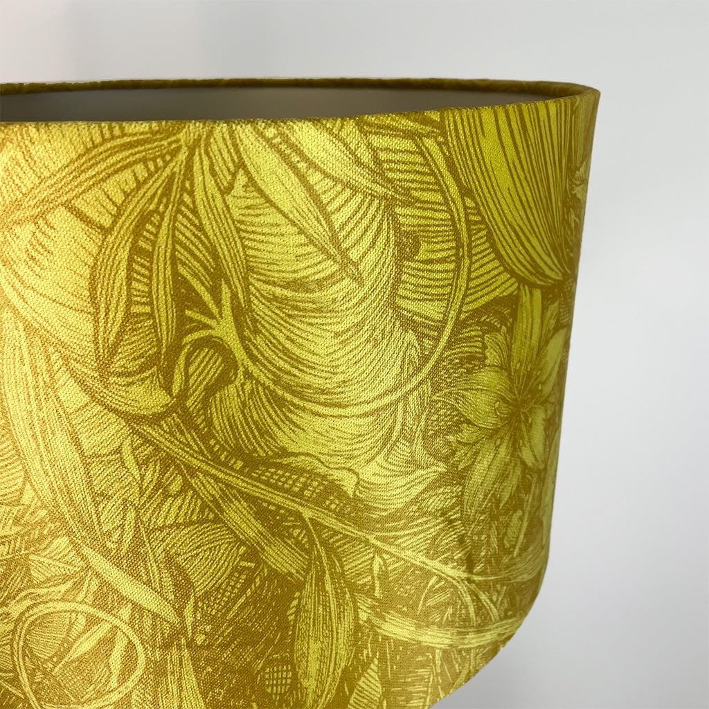 Madison Brushed Steel Table Lamp with Timorous Beasties Jungle Tangle Lemon Shade