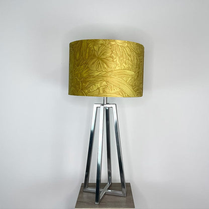 Madison Brushed Steel Table Lamp with Timorous Beasties Jungle Tangle Lemon Shade