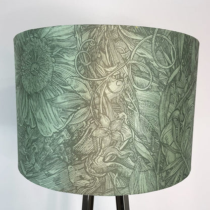 Madison Brushed Steel Table Lamp with Timorous Beasties Jungle Tangle Willow Shade