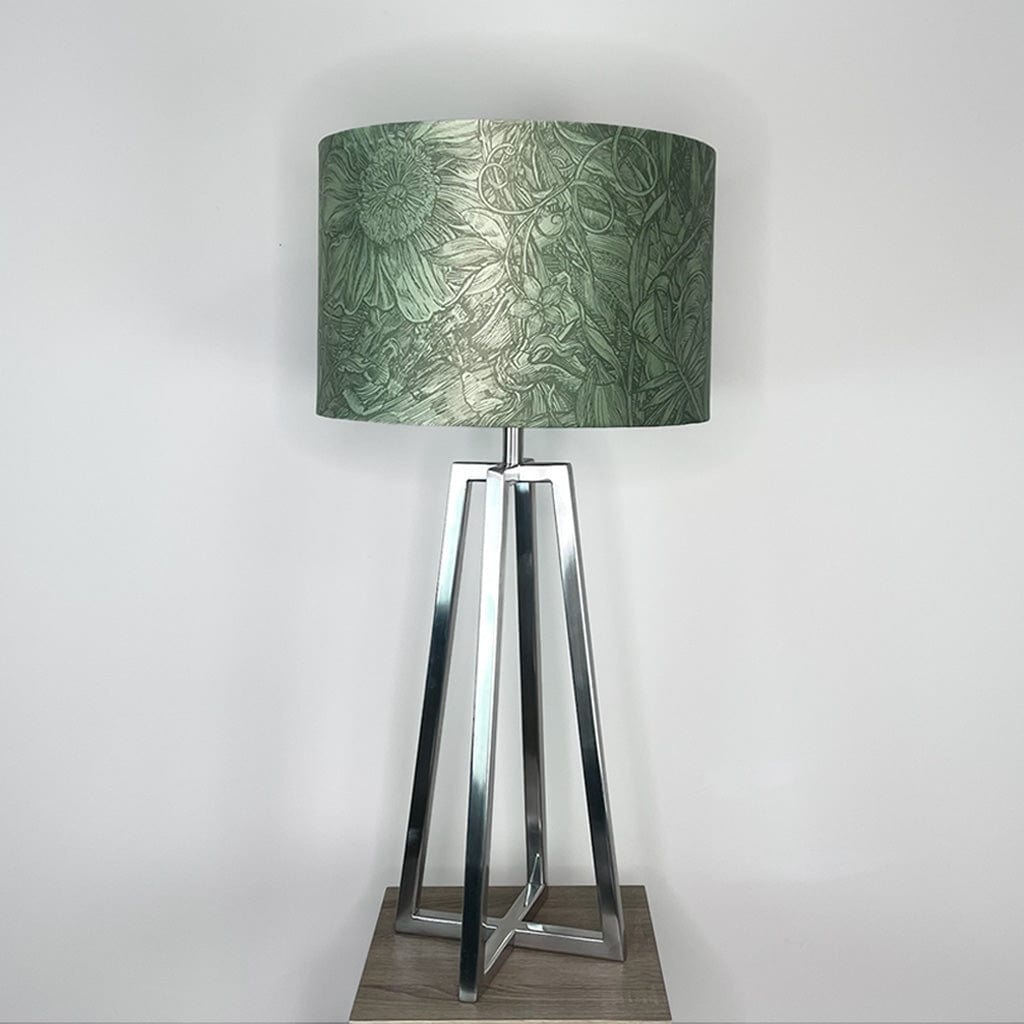 Madison Brushed Steel Table Lamp with Timorous Beasties Jungle Tangle Willow Shade