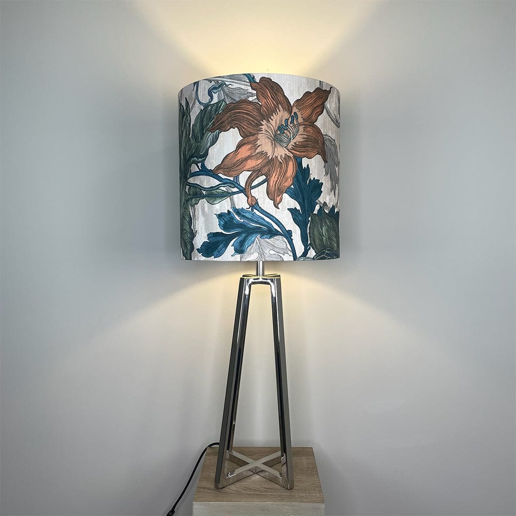 Madison Chrome Table Lamp with Deep Timorous Beasties Epic Botanic Shade