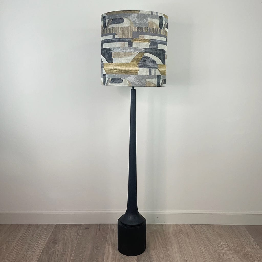 Marin Black Wood Floor Lamp with Berlin Ochre Lamp Shade