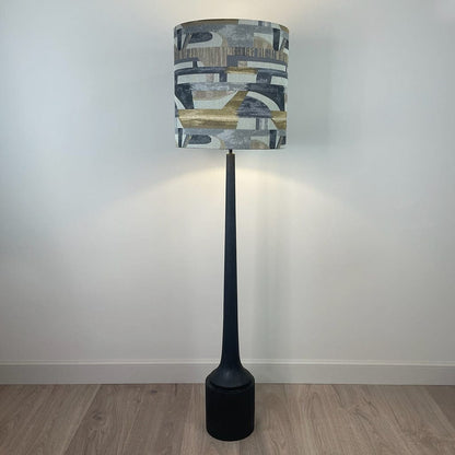 Marin Black Wood Floor Lamp with Berlin Ochre Lamp Shade