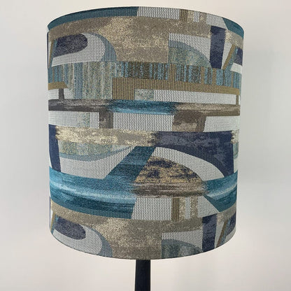 Marin Black Wood Floor Lamp with Berlin Teal Lamp Shade