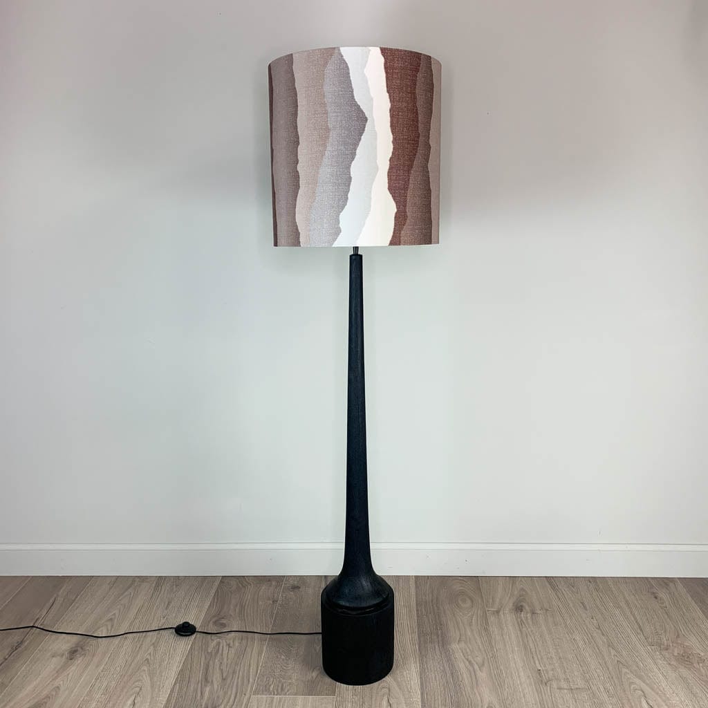 Marin Black Wood Tall Neck Floor Lamp with Andes Clay Shade