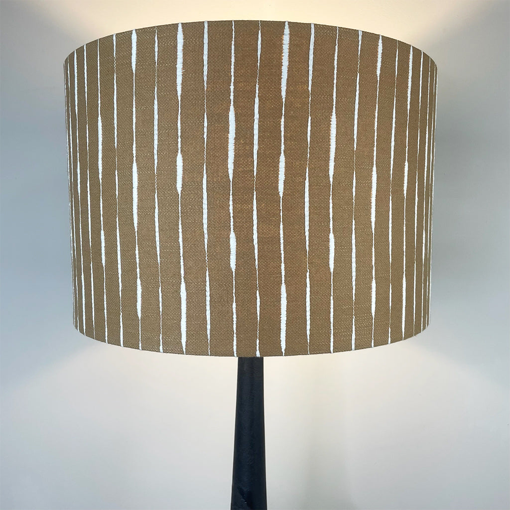 Marin Black Wood Tall Neck Table Lamp with Luis Desert Lampshade