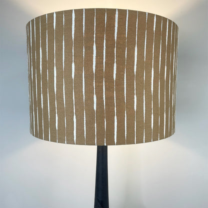 Marin Black Wood Tall Neck Table Lamp with Luis Desert Lampshade