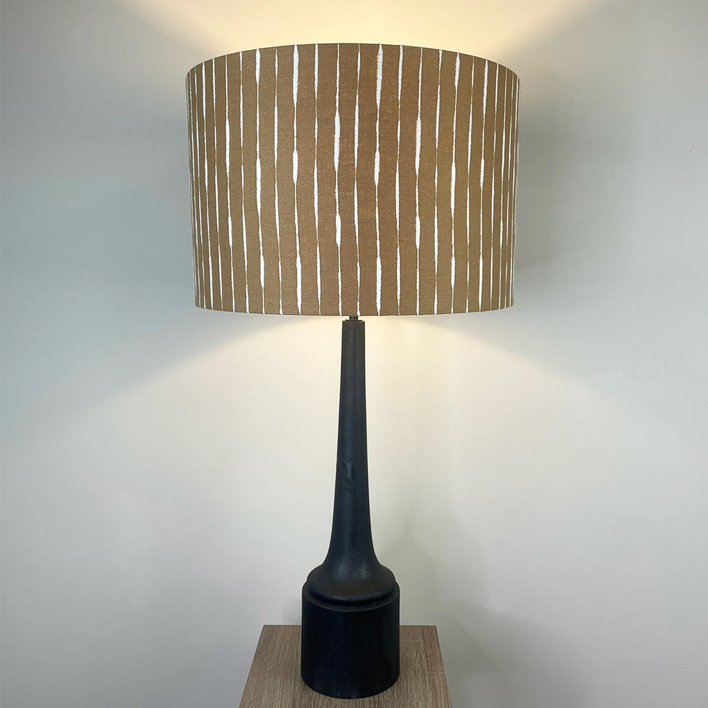 Marin Black Wood Tall Neck Table Lamp with Luis Desert Lampshade