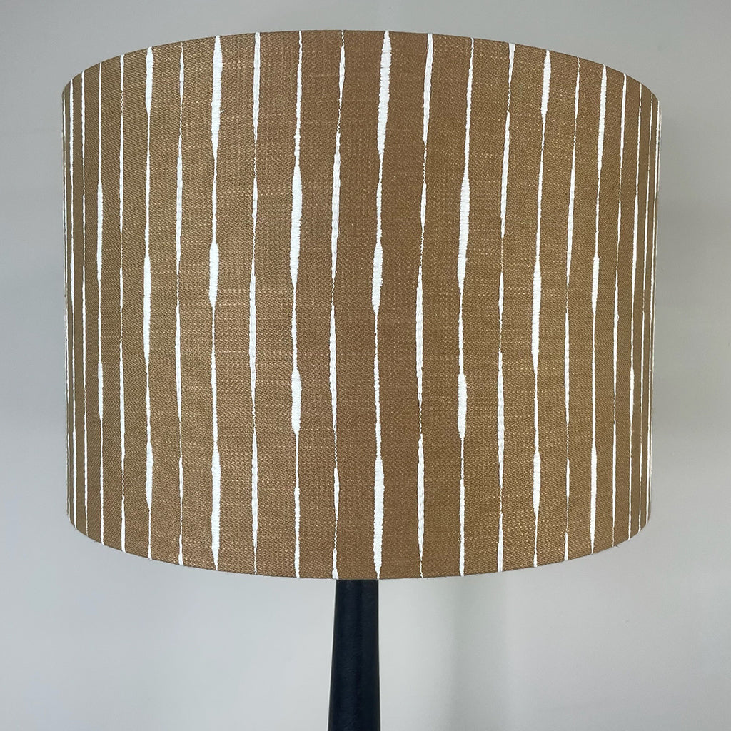 Marin Black Wood Tall Neck Table Lamp with Luis Desert Lampshade