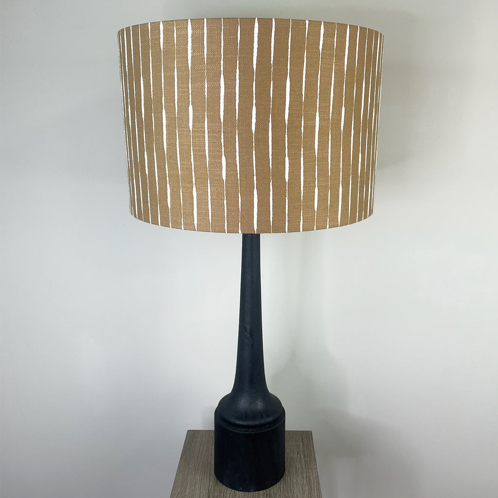 Marin Black Wood Tall Neck Table Lamp with Luis Desert Lampshade