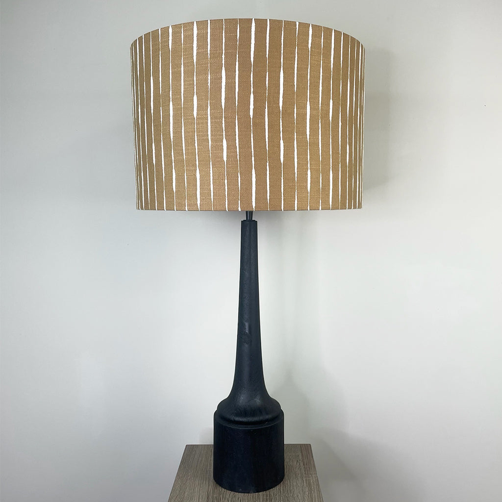 Marin Black Wood Tall Neck Table Lamp with Luis Desert Lampshade