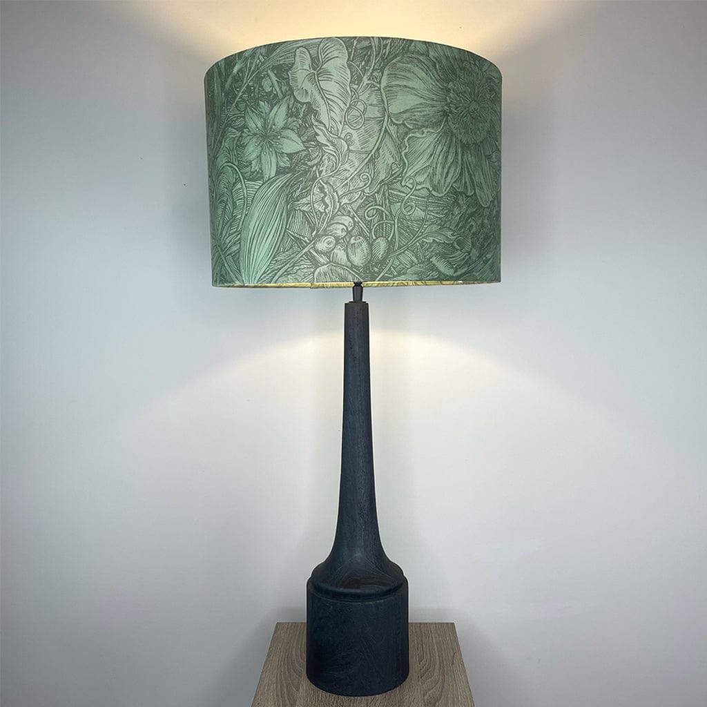 Marin Black Wood Tall Neck Table Lamp with Timorous Beasties Jungle Tangle Willow Shade