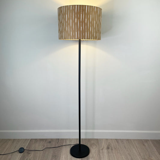 Matt Black Belford Floor Lamp with Luis Desert Lampshade