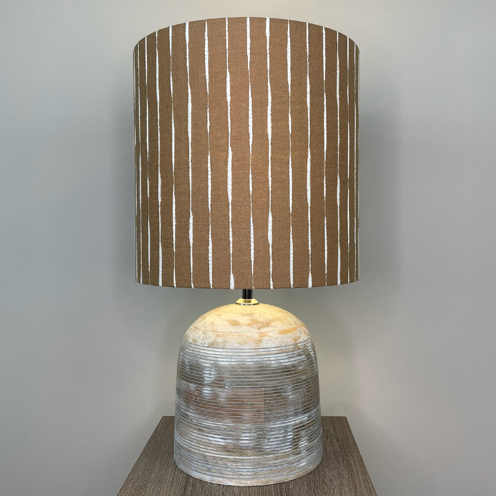 Nelu Warm Grey Wash Engraved Table Lamp with Luis Desert Shade