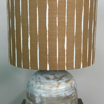 Nelu Warm Grey Wash Engraved Table Lamp with Luis Desert Shade