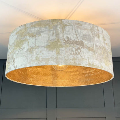 Electrified Hazel 1 Shade with Feathered Gold Wallpaper Lining