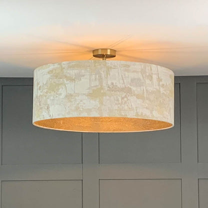 Electrified Hazel 1 Shade with Feathered Gold Wallpaper Lining