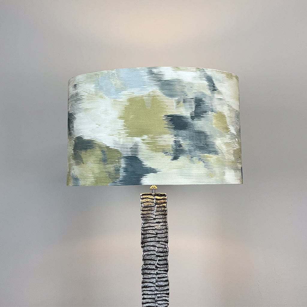 Paperbark Large Floor Lamp Luxuriant Silver with choice of Harlequin Shade