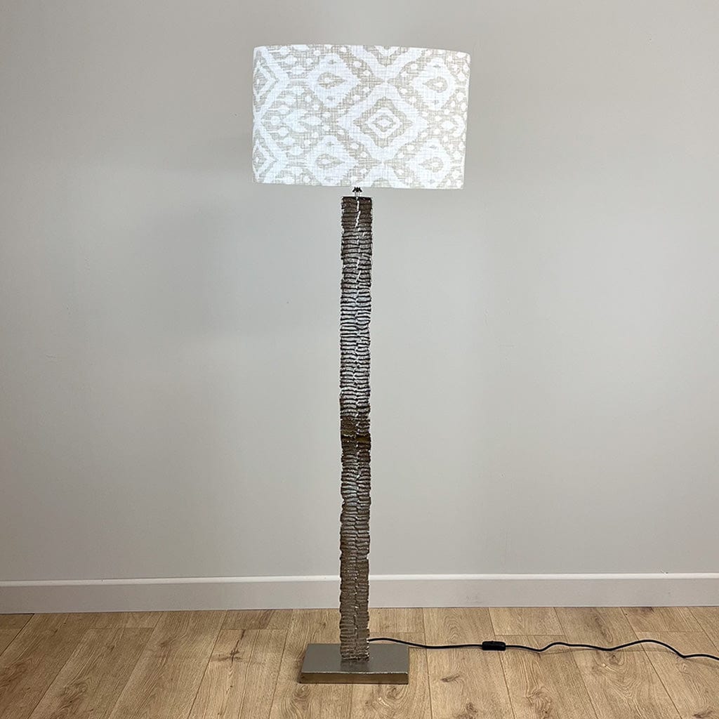 Paperbark Large Floor Lamp Luxuriant Silver with Choice of Rocke Bespoke Shade