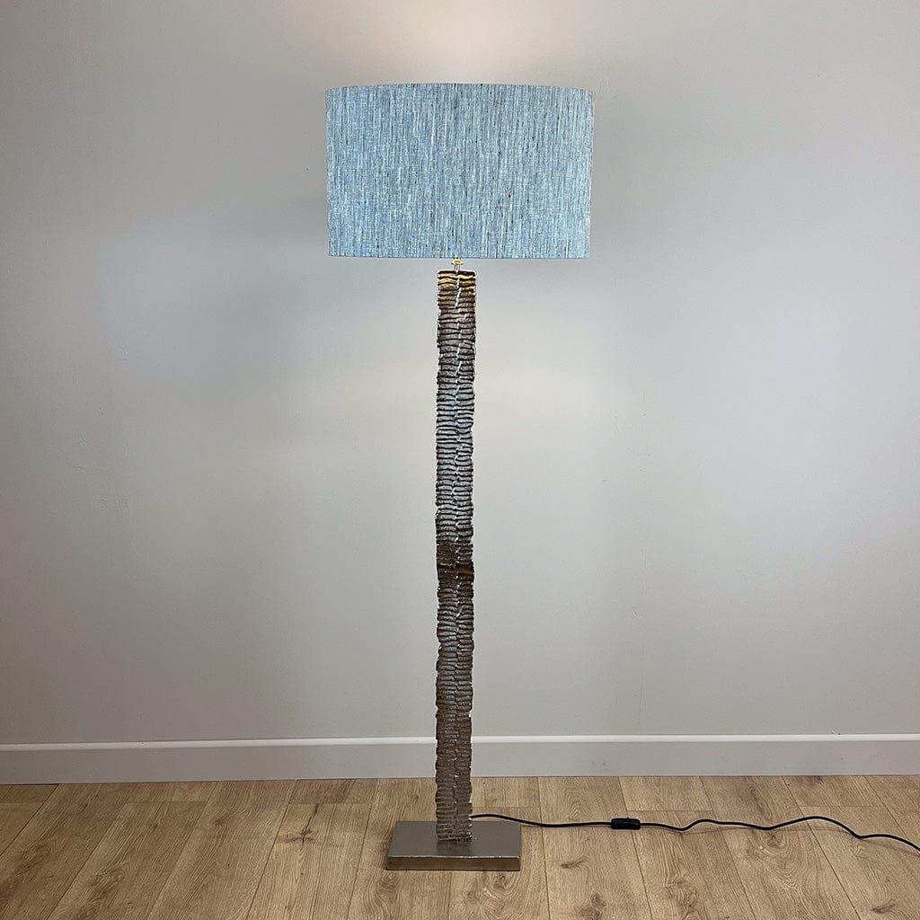 Paperbark Large Floor Lamp Luxuriant Silver with Choice of Rocke Bespoke Shade