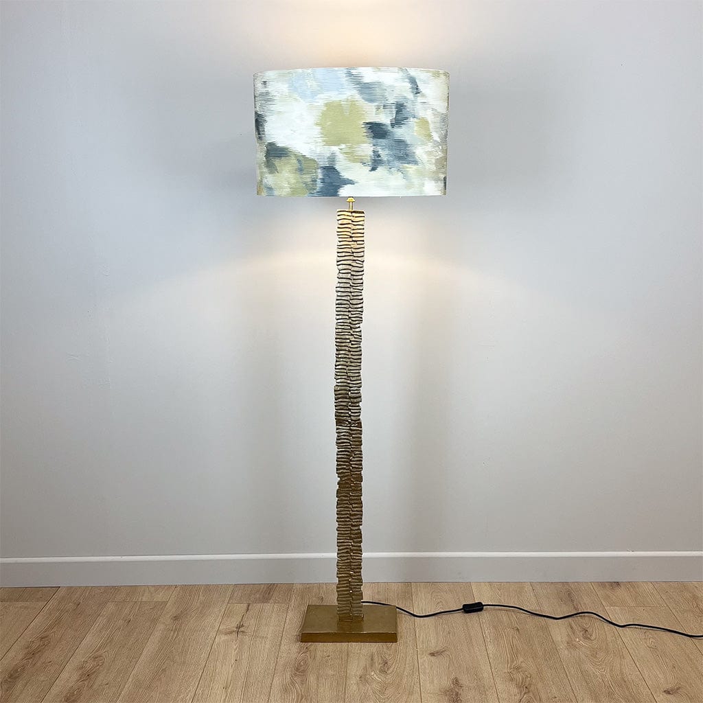 Paperbark Large Floor Lamp Opulent Gold with choice of Harlequin Lamp Shade