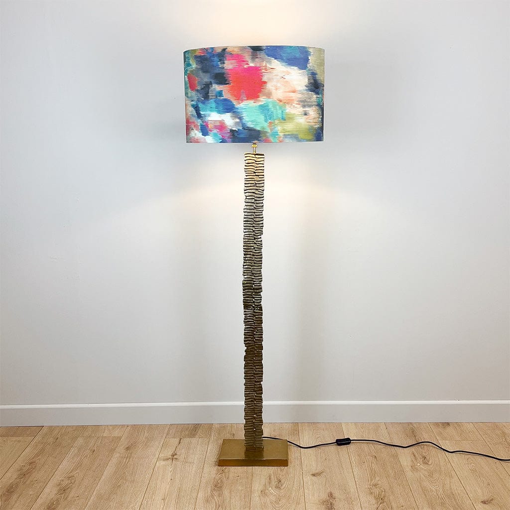 Paperbark Large Floor Lamp Opulent Gold with choice of Harlequin Lamp Shade