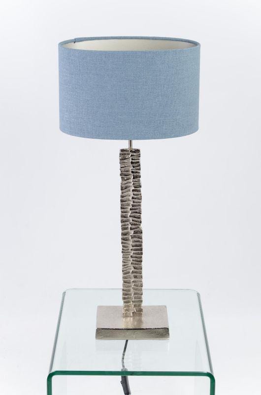 Paperbark Small Table Lamp Luxuriant Silver with Linen Texture Shale Oval Shade